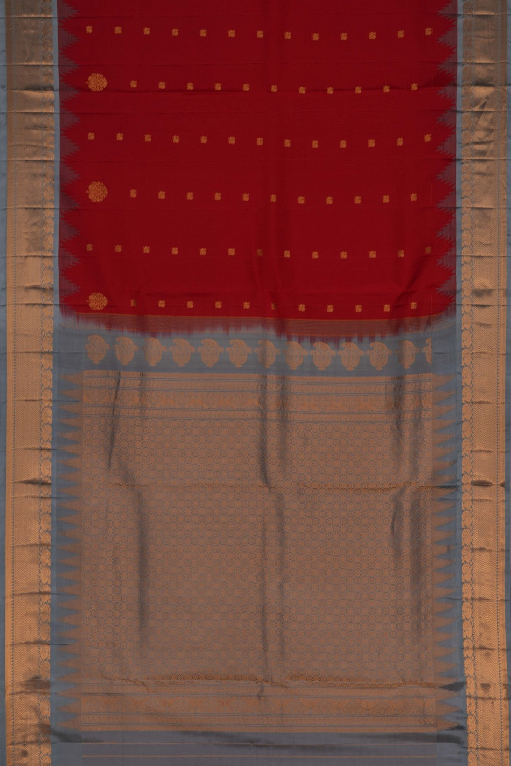 Image of Gadwal Silk Red Saree